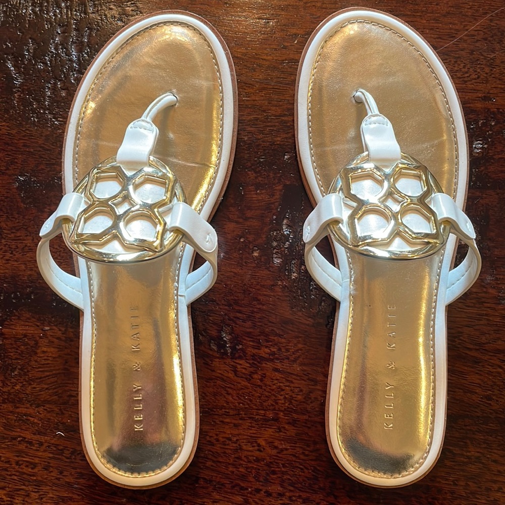 Kelly & Katie white and gold sandals